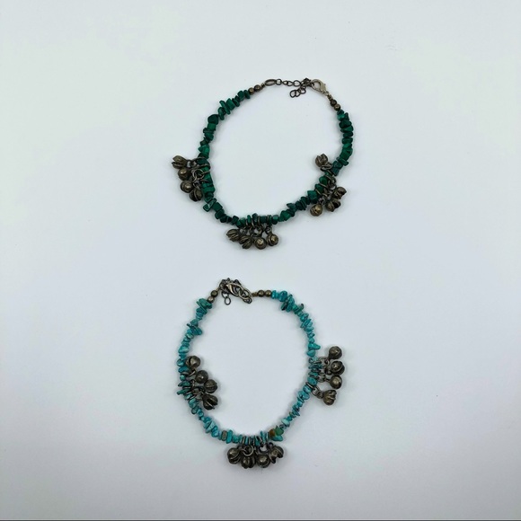 Malachite and Turquoise anklets - Picture 1 of 4